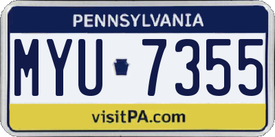 PA license plate MYU7355