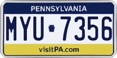 PA license plate MYU7356