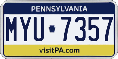 PA license plate MYU7357