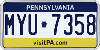 PA license plate MYU7358