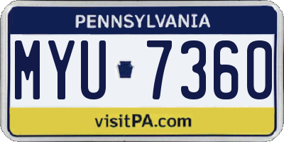 PA license plate MYU7360