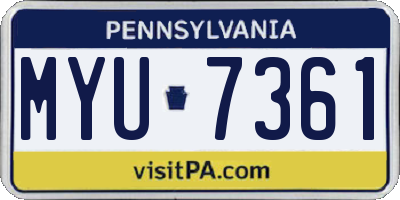 PA license plate MYU7361