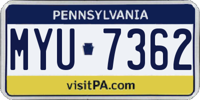 PA license plate MYU7362