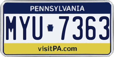 PA license plate MYU7363