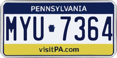 PA license plate MYU7364