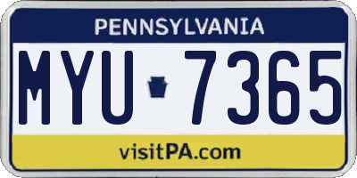 PA license plate MYU7365
