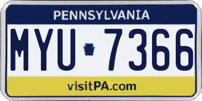 PA license plate MYU7366