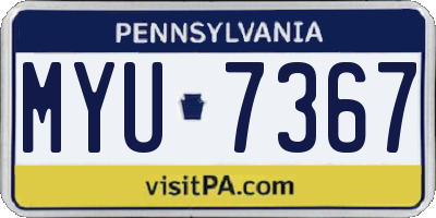PA license plate MYU7367