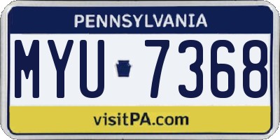 PA license plate MYU7368