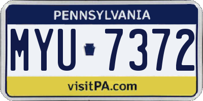 PA license plate MYU7372