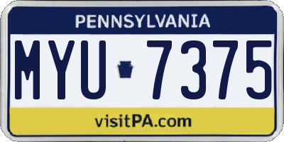 PA license plate MYU7375