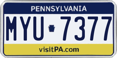PA license plate MYU7377