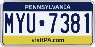 PA license plate MYU7381