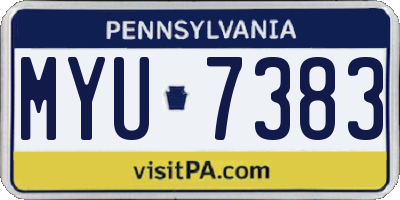 PA license plate MYU7383
