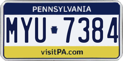 PA license plate MYU7384
