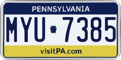 PA license plate MYU7385
