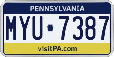 PA license plate MYU7387