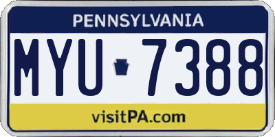 PA license plate MYU7388