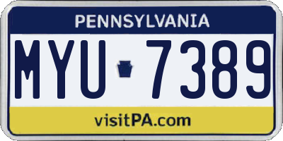 PA license plate MYU7389
