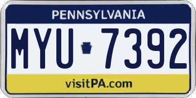 PA license plate MYU7392