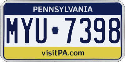 PA license plate MYU7398