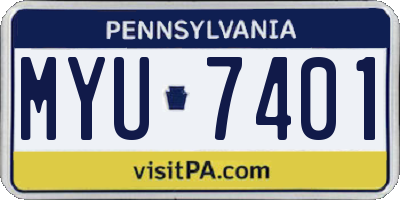 PA license plate MYU7401