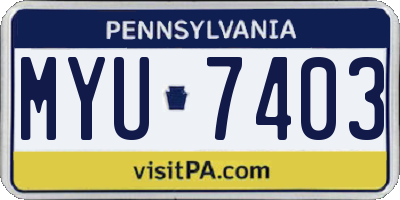 PA license plate MYU7403