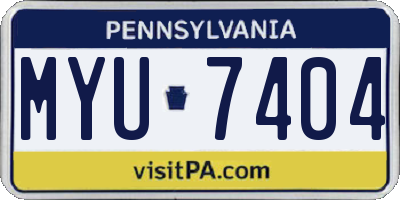 PA license plate MYU7404