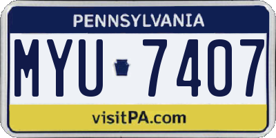 PA license plate MYU7407