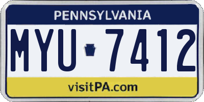 PA license plate MYU7412