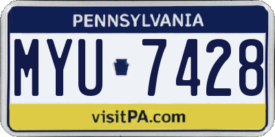 PA license plate MYU7428