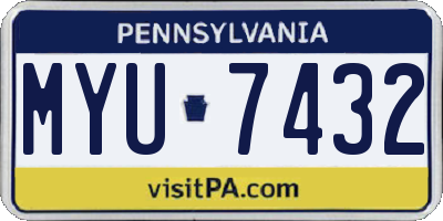 PA license plate MYU7432