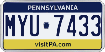PA license plate MYU7433