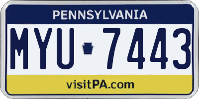 PA license plate MYU7443