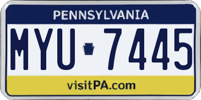 PA license plate MYU7445