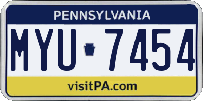 PA license plate MYU7454