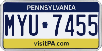 PA license plate MYU7455