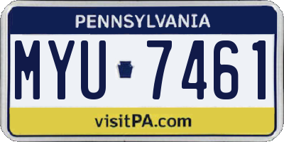 PA license plate MYU7461