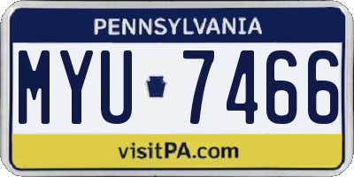 PA license plate MYU7466