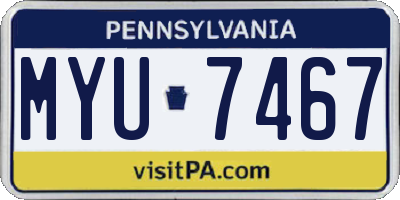 PA license plate MYU7467