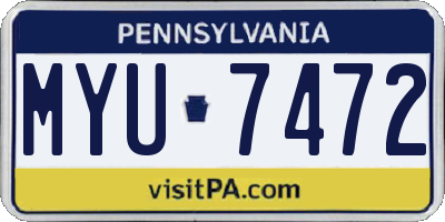 PA license plate MYU7472