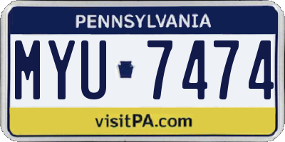 PA license plate MYU7474