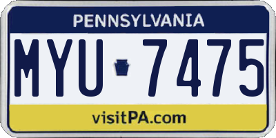PA license plate MYU7475