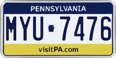 PA license plate MYU7476
