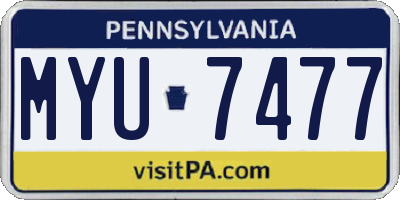 PA license plate MYU7477