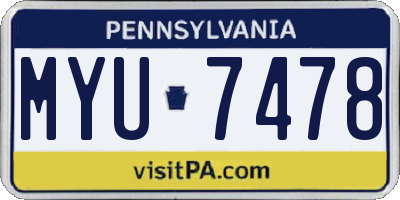 PA license plate MYU7478
