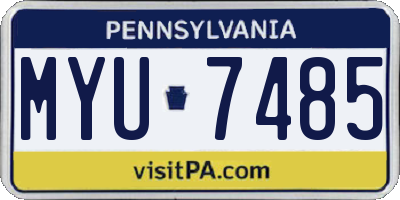 PA license plate MYU7485