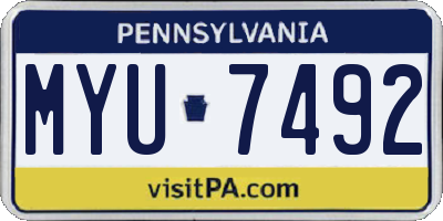 PA license plate MYU7492