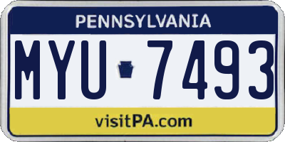 PA license plate MYU7493