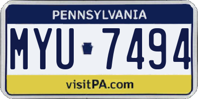 PA license plate MYU7494
